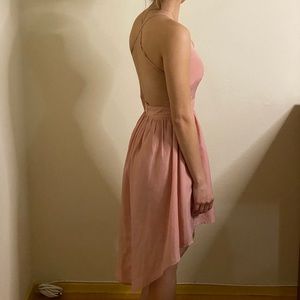 Blush pink open back dress